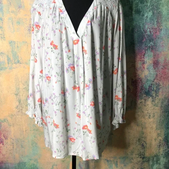 ๐ Floral Spring / Summer Plus Size Pull On 3/4 Sleeves Blouse - Picture 1 of 13